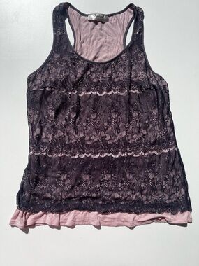 Layered Lace Racerback Tank - Pink & Purple